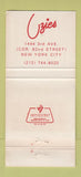 Matchbook Cover - Uzies New York City 30 Strike