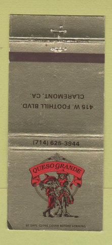 Matchbook Cover - Queso Grande Claremont CA Mexican Food Granada Hills 30 Strike