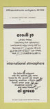 Matchbook Cover - El Greco Restaurant Southgate KY 30 Strike