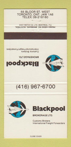 Matchbook Cover - Blackpool Brokerage Customs Toronto OIN 30 Strike
