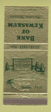 Matchbook Cover - Bank of Kewaskum WI 30 Strike