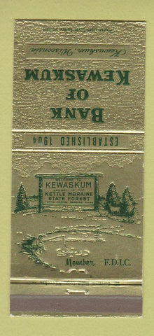 Matchbook Cover - Bank of Kewaskum WI 30 Strike