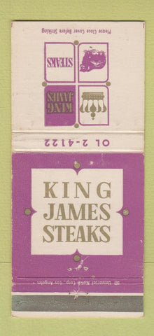 Matchbook Cover - King James Steaks Beverly Hills CA WEAR 30 Strike