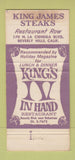 Matchbook Cover - King James Steaks Beverly Hills CA WEAR 30 Strike