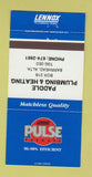 Matchbook Cover - Lennox Heating Paddle Plumbing Barrhead AB 30 Strike