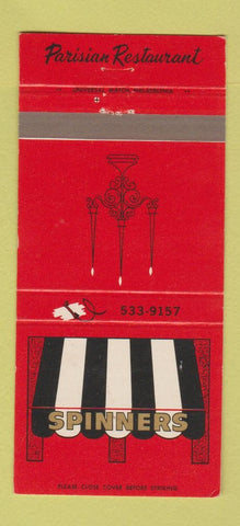 Matchbook Cover - Spinners Parisian Restaurant French Hershey PA 30 Strike