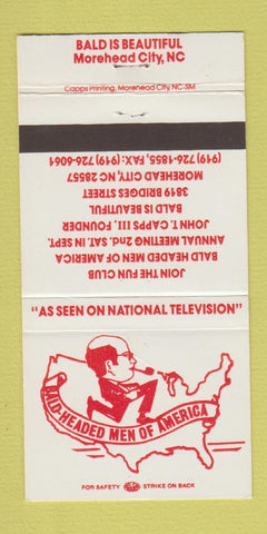 Matchbook Cover - Bald Headed Men of America Moorhead City NH club 30 Strike