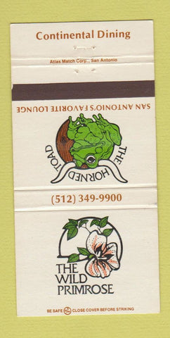 Matchbook Cover - Wild Primrose Horned Frog San Antonio TX Holiday Inn 30 Strike