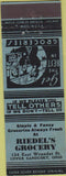 Matchbook Cover - Riedel's Grocery Upper Sandusky OH