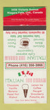 Matchbook Cover - Italian Ice Cream Niagara Falls ON 30 Strike
