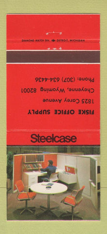 Matchbook Cover - Steelcase Office Furniture Cheyenne WY Fiske RED 30 Strike
