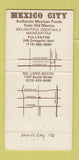 Matchbook Cover - Mexico City Mexican Long Beach Fullerton CA WEAR  30 Strike