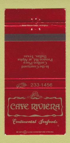 Matchbook Cover - Cafe Riviera Dallas TX 30 Strike