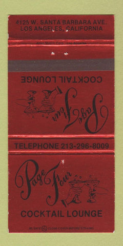 Matchbook Cover - Page Four Cocktail Lounge Los Angeles CA 30 Strike
