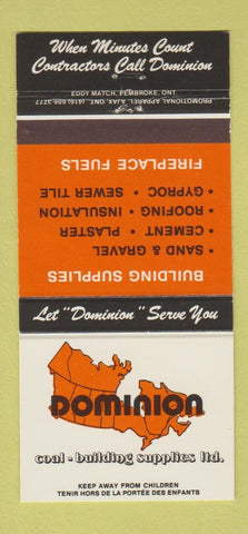 Matchbook Cover - Dominion Coal Building Supply Toronto ON 30 Strike