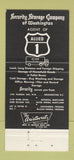 Matchbook Cover - Security Storage Washington DC Allied Trucking 30 Strike