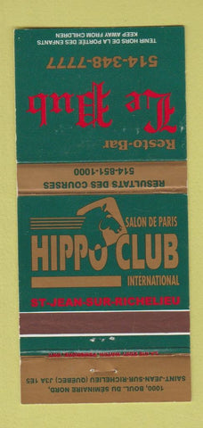 Matchbook Cover - Resto Bar Le Pub Hippo Club St Jean Sur Richelieu QC 30 Strike