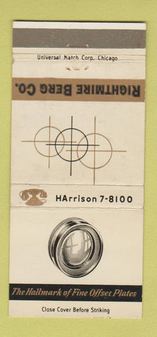Matchbook Cover - Rightmire Berg Offset Plates Chicago IL 30 Strike