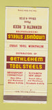 Matchbook Cover - Lindquist Steels Elizabeth NJ Bridgeport CT 30 Strike
