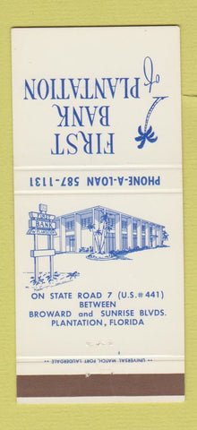 Matchbook Cover - First Bank of Plantation FL 30 Strike