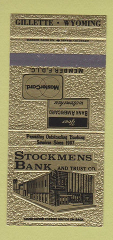 Matchbook Cover - Stockmens Bank and Trust Gillette WY 30 Strike