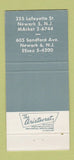 Matchbook Cover - Victor Leonardis Funeral Home Newark NJ 30 Strike