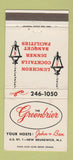 Matchbook Cover - The Greenbrier Restaurant New Brunswick NJ 30 Strike