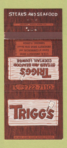 Matchbook Cover - Trigg's Steaks Seafood Tamarac FL 30 Strike