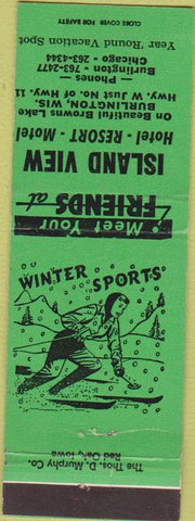 Matchbook Cover - Island View Hotel Burlington WI girlie