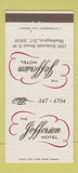 Matchbook Cover - Jefferson Hotel Washington DC 30 Strike
