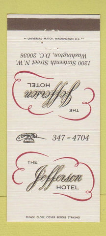 Matchbook Cover - Jefferson Hotel Washington DC 30 Strike