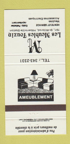 Matchbook Cover - Les Meubels Touzin Herbertville QC 30 Strike