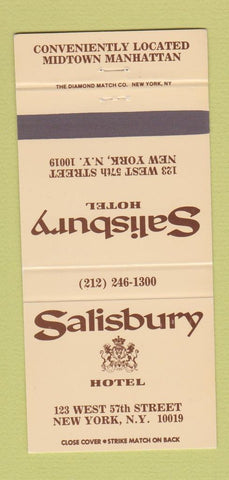 Matchbook Cover - Salisbury Hotel New York City 30 Strike