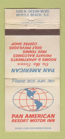 Matchbook Cover - Pan American Resort Motor Inn Myrtle Beach SC WEAR 30 Strike