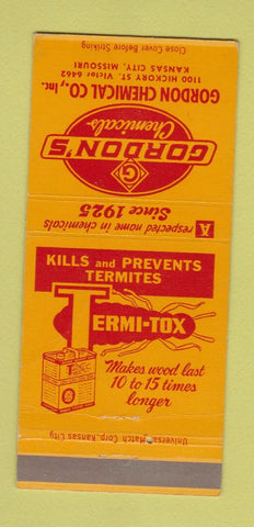 Matchbook Cover - Gordon's Chemical Kansas City MO WEAR 30 Strike