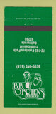 Matchbook Cover - BB O'Brins Imbibery Palm Desert CA 30 Strike