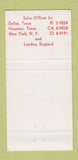 Matchbook Cover - Speedy Galvez Port of Galveston TX 30 Strike