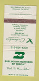 Matchbook Cover - Burlington Northern Air Freight Brookpark OH 30 Strike