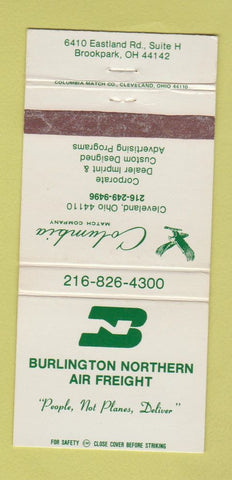 Matchbook Cover - Burlington Northern Air Freight Brookpark OH 30 Strike