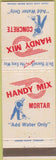 Matchbook Cover - Handy Mix Mortar  Concrete Holly MI