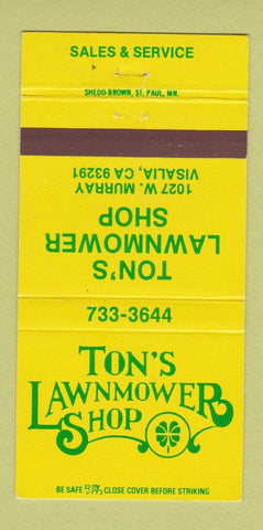 Matchbook Cover - Ton's Lawnmower Shop Visalia CA 30 Strike