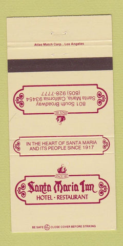 Matchbook Cover - Santa Maria Inn Hotel CA 30 Strike