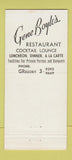 Matchbook Cover - Gene Boyle's Restaurant Clifton NJ 21 Strike Feature
