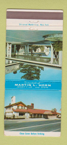 Matchbook Cover - Martin Horn Funeral Home West Orange NJ 30 Strike