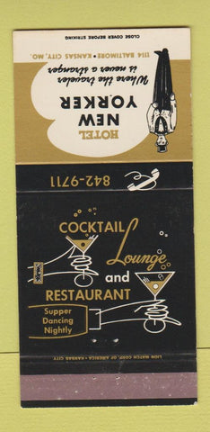 Matchbook Cover - Hotel New Yorker Kansas City MO  30 Strike