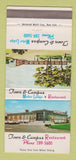 Matchbook Cover - Town and Campus Motor Lodge Restaurant Union NJ 30 Strike