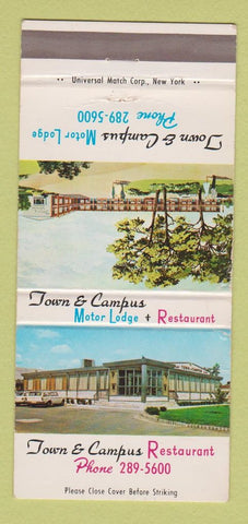 Matchbook Cover - Town and Campus Motor Lodge Restaurant Union NJ 30 Strike
