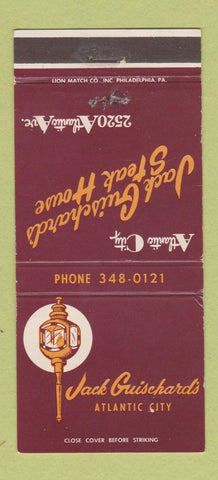 Matchbook Cover - Jack Grischard's Steak Atlantic City NJ WEAR 30 Strike