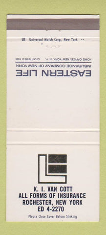 Matchbook Cover - Eastern Life Insurance KI Van Cott Rochester NY 30 Strike