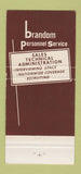 Matchbook Cover - Brandom Personnel Employment Kansas City MO 30 Strike